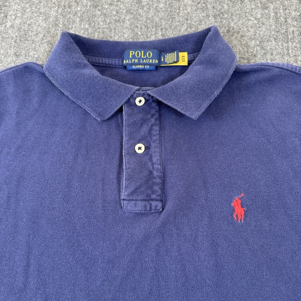 Polo Ralph Lauren Men's Large Classic Fit Navy Blue Polo Shirt Red Pony